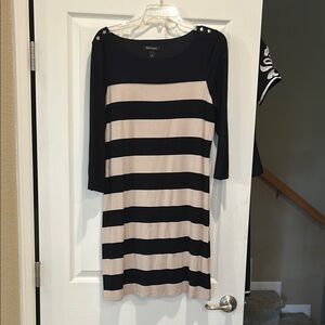 White House Black Market Black and Tan Sheath Dress